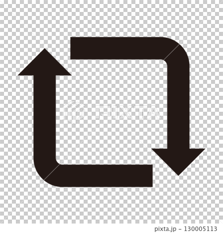 四角い回転矢印(サイクル矢印）のベクターイラスト素材　ループ　黒　単体 130005113