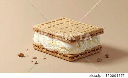 3D Ice Cream Sandwich on Beige Background 3D Ice Cream Sandwich on Beige Background 130005375