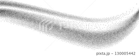 Wave gradient grain texture. Black stippled curve line background. Undulate smooth sand backdrop with speckles, particles, granules. Grunge noise dotted wallpaper for banner, poster, brochure. Vector Wave gradient grain texture. Black stippled curve line background. Undulate smooth sand backdrop with speckles, particles, granules. Grunge noise dotted wallpaper for banner, poster, brochure. Vector 130005442