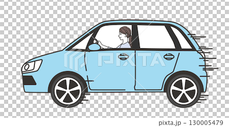Driving scene of a woman driving alone 130005479