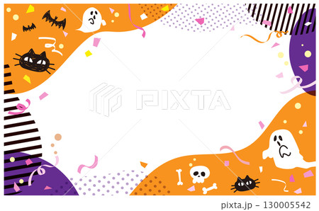 ハロウィーンのポップなイラスト背景フレーム素材 130005542