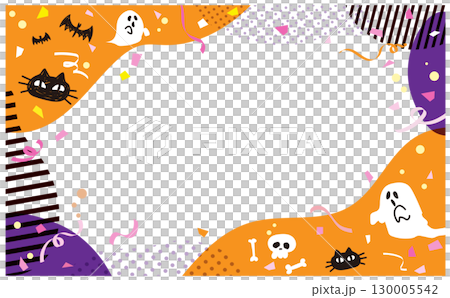 ハロウィーンのポップなイラスト背景フレーム素材 130005542
