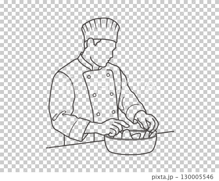 食材を用意するシェフのベクター線画イラスト 130005546