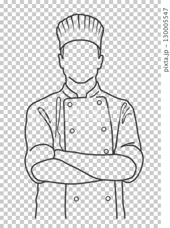腕組みをするシェフのベクター線画イラスト 130005547