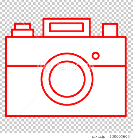 帶有紅線的白色相機的簡單插圖（透明 PNG） 130005609