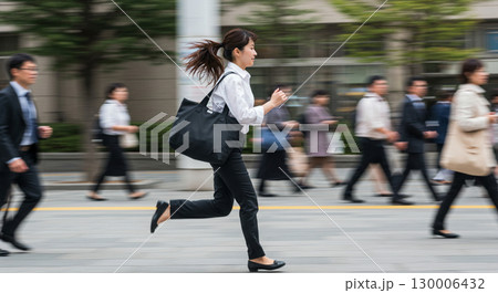 駆け抜ける朝のビジネス街 130006432
