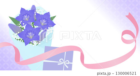 敬老の日リンドウ花束のバナー背景_ベクターイラスト 130006521