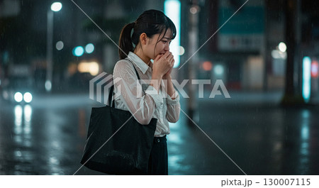 限界を迎えた雨の中の涙 130007115