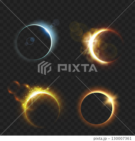 Solar Eclipse Moon Sun Light Effects Set. Abstract Overlay. Vector Solar Eclipse Moon Sun Light Effects Set. Abstract Overlay. Vector 130007361