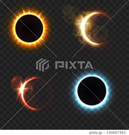 Solar Eclipse Moon Sun Light Effects Set. Abstract Overlay. Vector Solar Eclipse Moon Sun Light Effects Set. Abstract Overlay. Vector 130007365