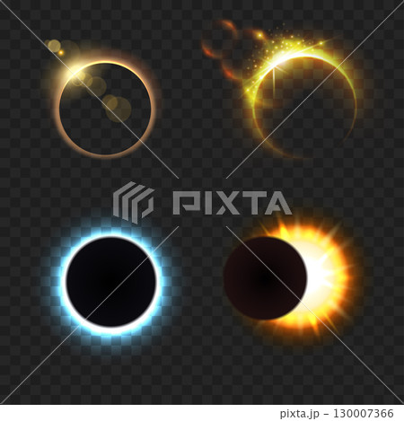 Solar Eclipse Moon Sun Light Effects Set. Abstract Overlay. Vector 130007366