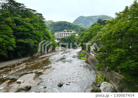 七ツ岩吊り橋から望む箒川_01 130007454