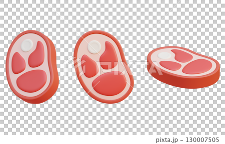 Cartoon style Steak Meat 3D Icon Graphic 130007505