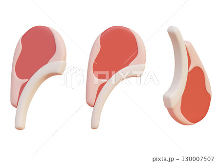 Cartoon style tomahawk steak Ribeye meat 3D Icon Graphic Cartoon style tomahawk steak Ribeye meat 3D Icon Graphic 130007507