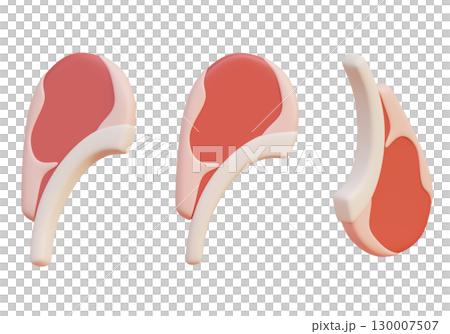 Cartoon style tomahawk steak Ribeye meat 3D Icon Graphic Cartoon style tomahawk steak Ribeye meat 3D Icon Graphic 130007507