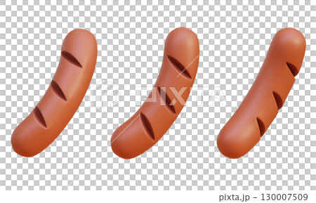 Cartoon style grilled sausage 3D Icon Graphic Cartoon style grilled sausage 3D Icon Graphic 130007509