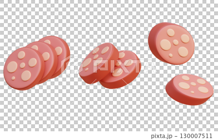 Cartoon style sausage cross section 3D Icon Graphic 130007511
