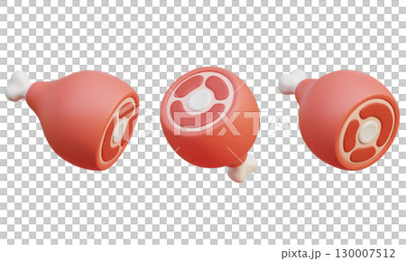 cartoon style pork Leg meat 3D Icon Graphic 130007512