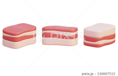 cartoon style Pork belly meat 3D Icon Graphic cartoon style Pork belly meat 3D Icon Graphic 130007513