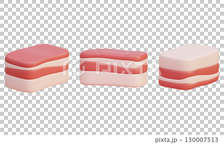 cartoon style Pork belly meat 3D Icon Graphic cartoon style Pork belly meat 3D Icon Graphic 130007513