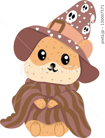 Cartoon Halloween Hamster Cozy wearing a witch hat Cartoon Halloween Hamster Cozy wearing a witch hat 130007571