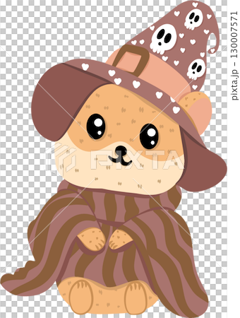Cartoon Halloween Hamster Cozy wearing a witch hat Cartoon Halloween Hamster Cozy wearing a witch hat 130007571