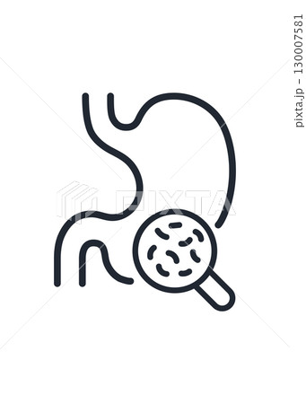 Stomach with good bacterial flora icon stock illustration 130007581