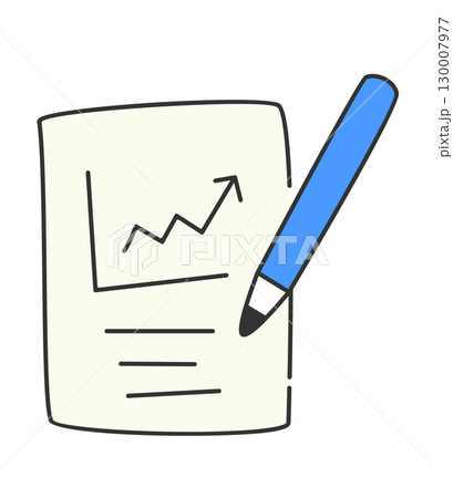 紙にグラフを書くイラスト　ベクター 130007977
