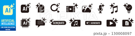 Generate AI icon. Artificial intelligence icons. Generate AI icon. Artificial intelligence icons. 130008097