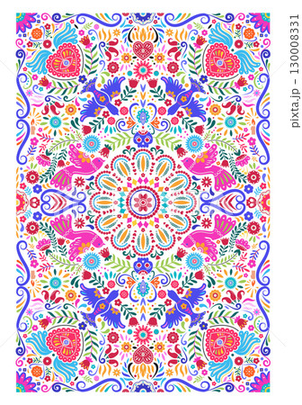 Bright Mexican Folk Floral Mandala Bright Mexican Folk Floral Mandala 130008331