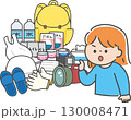非常持ち出し袋を確認する女性 130008471