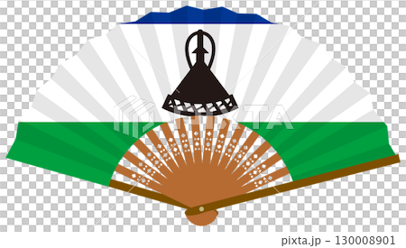 レソトの国旗柄の扇子 130008901