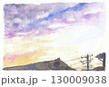 水彩で描い夕方空の風景イラスト 130009038
