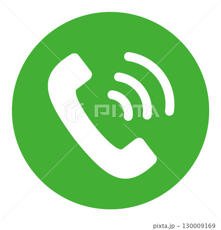 電話マークのアイコンイラスト（グリーン） 130009169