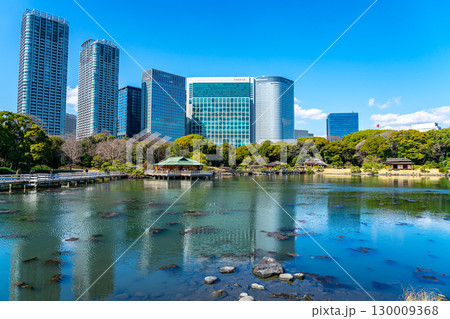 【東京都】高層ビルに囲まれた浜離宮恩賜庭園の潮入の池 130009368