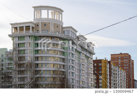 High-rise residential buildings against the blue sky in the city. 130009467