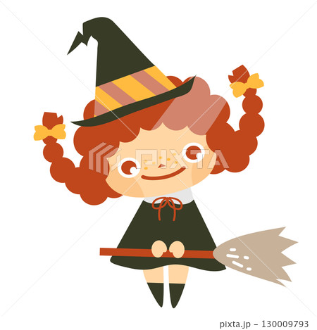ハロウィンのかわいい魔女の女の子 130009793