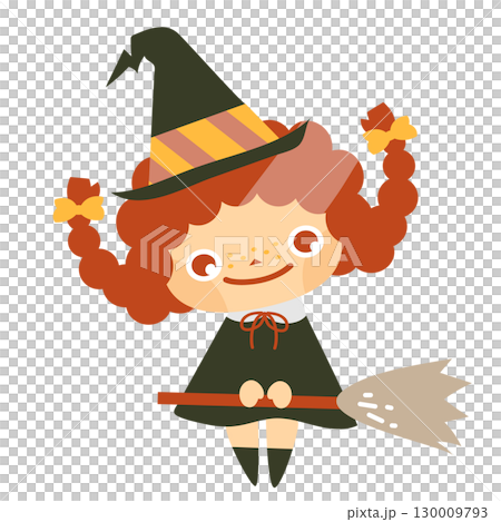 ハロウィンのかわいい魔女の女の子 130009793