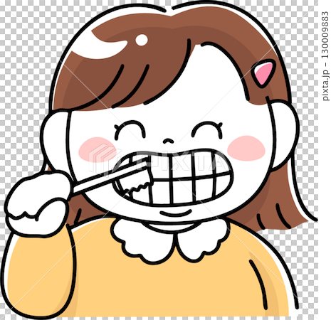 肥胖女孩刷牙的上半身 130009883