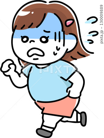 ジョギングして疲れている肥満体型の女の子 130009889