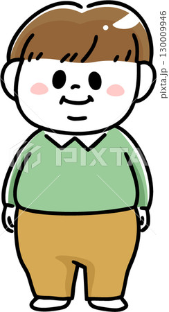 肥満体型の男の子全身 130009946
