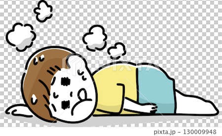 肥胖男孩因太累而躺下(線條畫) 肥胖男孩因太累而躺下(線條畫) 130009948