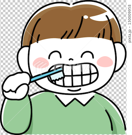 歯磨きする肥満体型の男の子 130009958