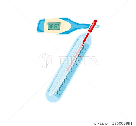 Medicine cartoon font thermometer digit 7 seven. Hospital mathematics typeface figure, medical vector math font digit. Healthcare alphabet type numeral symbol or medicine kids ABC typeface number 130009991