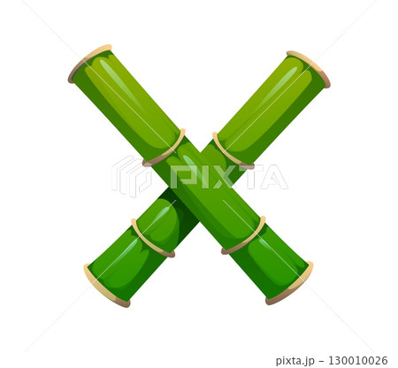 Asian nature bamboo plant font letter X. Tropical forest plant English alphabet typeface sign, garden tree isolated cartoon vector kids ABC typeset symbol. Asian forest bamboo and eco type element 130010026
