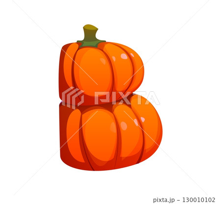 Cartoon letter B shaped from stacked orange pumpkins, featuring a glossy surface and green stem. Vector agriculture typeface, farm font, harvest type, funny English alphabet, autumn or Halloween abc Cartoon letter B shaped from stacked orange pumpkins, featuring a glossy surface and green stem. Vector agriculture typeface, farm font, harvest type, funny English alphabet, autumn or Halloween abc 130010102