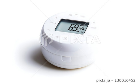 A white device with a screen that says 69 degrees on it 130010452