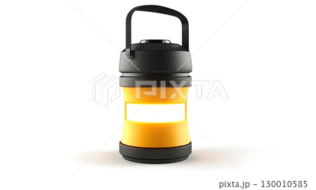 A yellow and black lantern sits on a white background 130010585