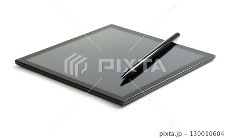 A black pen is on top of a tablet 130010604