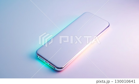 A white phone with a green light on it A white phone with a green light on it 130010641